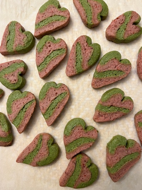 Strawberry and Matcha Sablés for Valentine’s Day